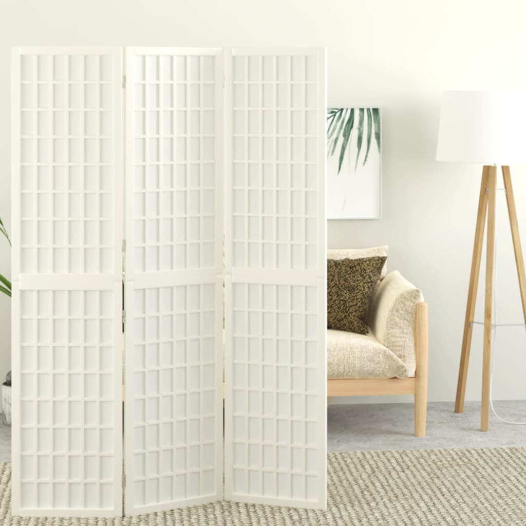 Folding 3-Panel Room Divider Japanese Style 120x170 cm White